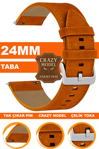 COBRA 24mm Saatlerle Uyumlu Crazy Deri Hakiki Deri Saat Kordonu Kayışı L10HWC...
