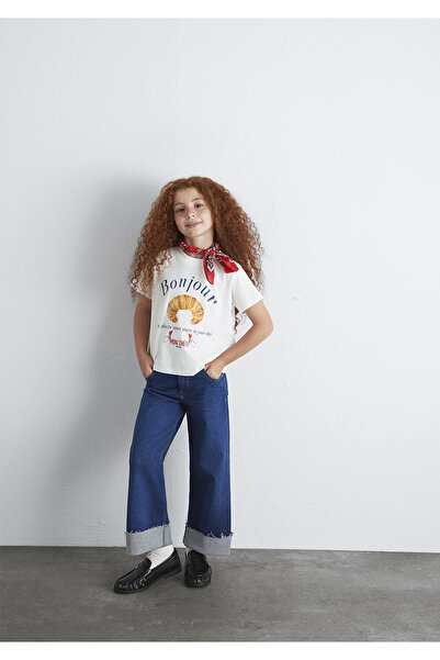 Mavi Croissant Printed Ecru T-Shirt Regular Fit / Regular Cut 7610358-70057