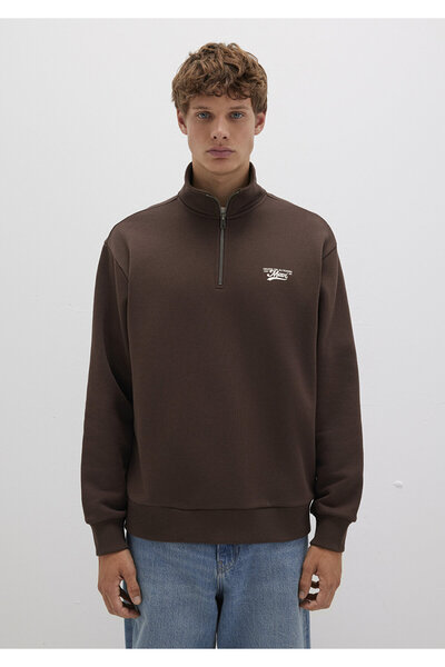Mavi Logo Yarı Fermuarlı Kahverengi Sweatshirt 0S10465-88067