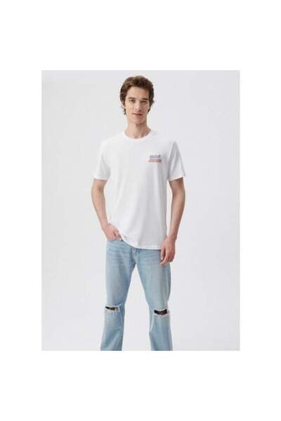 Mavi Μ 066841 -620-23y Ανδρικό μπλουζάκι με στάμπα λευκό