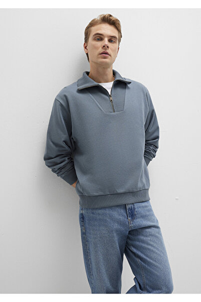 Mavi Polo Yaka Gri Sweatshirt 0S10368-80889