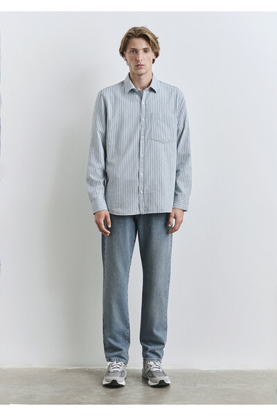 Mavi Çizgili Gömlek Regular Fit / Normal Kesim 0211696-90915