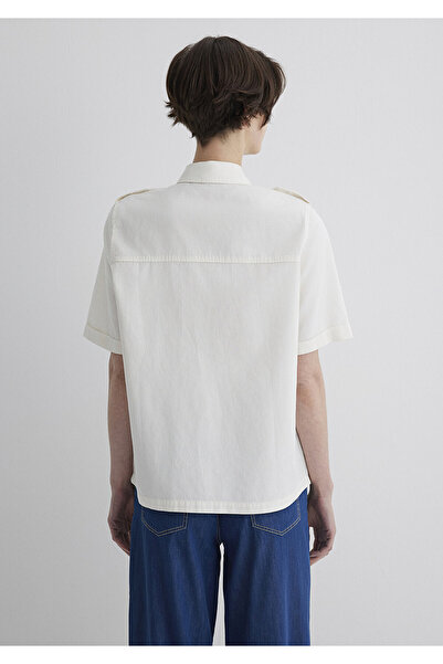 Mavi Ekru Gömlek Loose Fit / Bol Rahat Kesim 1211266-70057