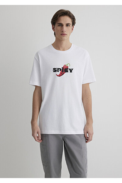 Mavi Spicy Baskılı Beyaz Tişört Loose Fit / Bol Rahat Kesim 0612812-620
