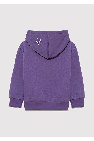 Mavi Kapüşonlu Baskılı Mor Sweatshirt 7S10054-88135