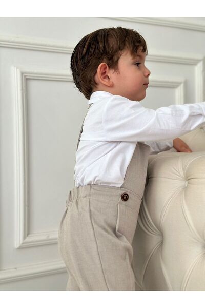 Z KİDS Bej Bahçıvan Model Gömlekli Erkek Bebek Çocuk Takım