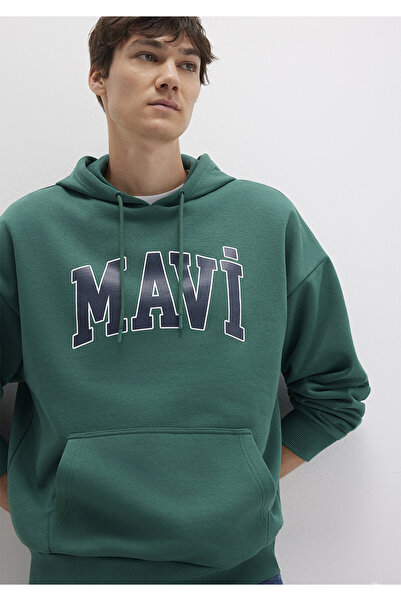Mavi Logo Baskılı Kapüşonlu Yeşil Sweatshirt 067149-71874
