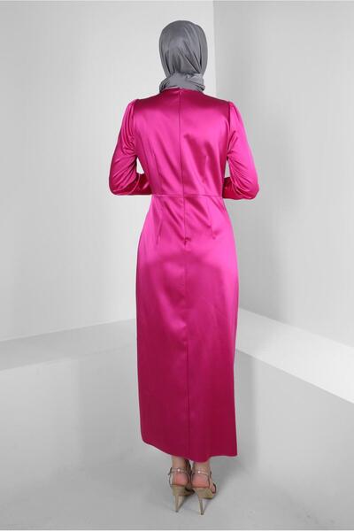 Alvina TAŞ DETAYLI SATEN ABİYE ELBİSE 50318