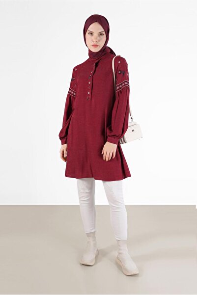 Alvina İŞLEME DETAYLI GİZLİ DÜĞMELİ TUNİK 42396