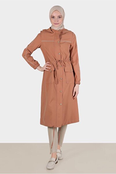 Alvina BELİ BÜZGÜLÜ KAPÜŞONLU TRENÇKOT 10603