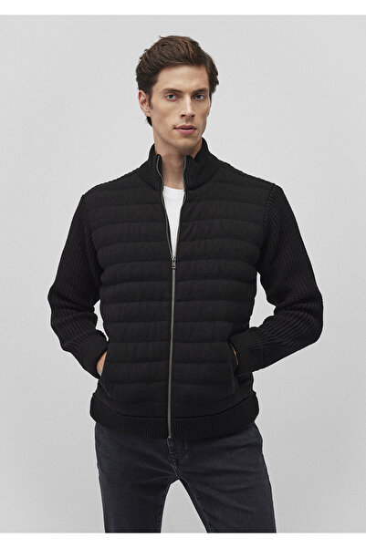Mavi Fermuarlı Siyah Triko Hırka Slim Fit / Dar Kesim 070697-900