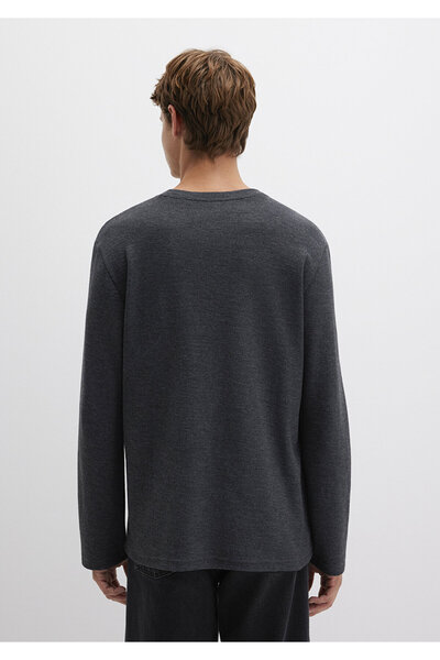 Mavi Uzun Kollu Antrasit Basic Tişört Slim Fit / Dar Kesim 065755-29758