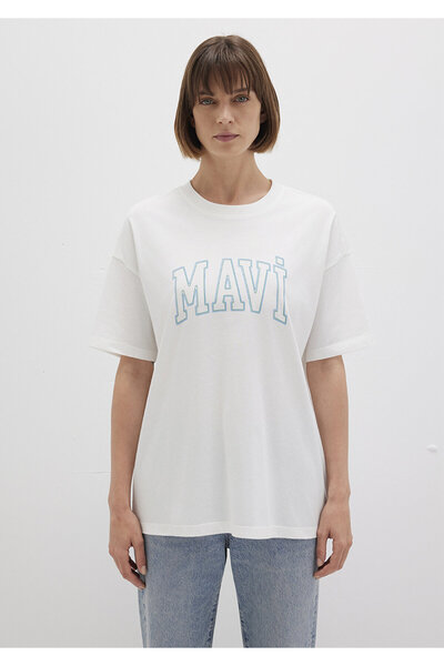 Mavi Logo Baskılı Beyaz Tişört Regular Fit / Normal Kesim 1611193-81964