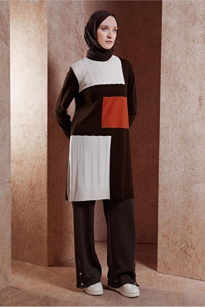 Alvina 44908 Model Color Blocked Knitwear Tunic