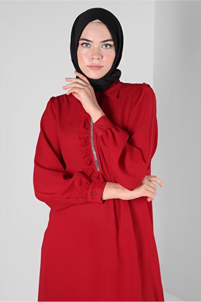 Alvina تونك بتفاصيل كشكش وشريط حجري 43856