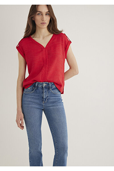 Mavi V-Neck Red Blouse 122504-30648