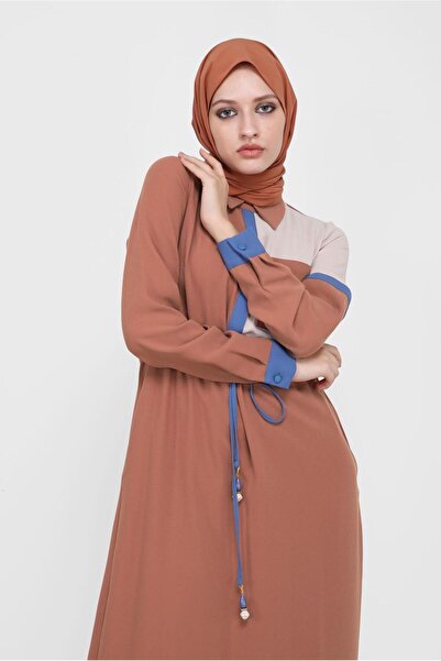 Alvina BELİ BÜZGÜLÜ 3-RENKLİ KREP ELBİSE 42219