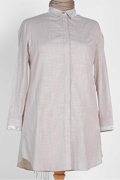 Alvina Sequin Detailed Hidden Button Tunic 2886 - Cuff and Collar