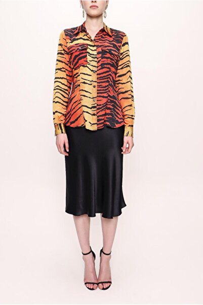 SOCIETA Kırmızı Siyah Çıt çıtlı bele oturan gömlek 10759