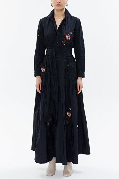 SOCIETA Embroidered Maxi Taffeta Dress 93774