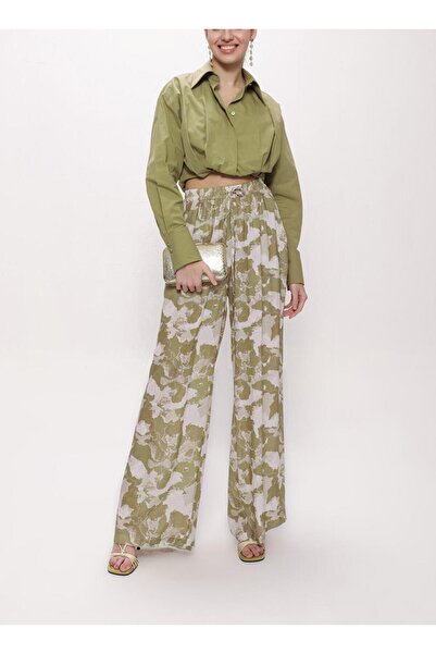 SOCIETA Zeytin Yeşili Bol kesim lastik detaylı gömlek 10818