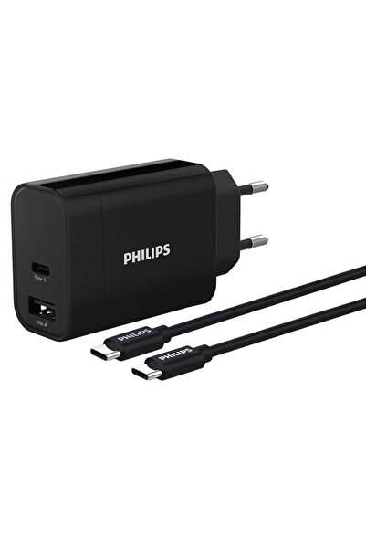 Philips DLP2621C 30W USB-A ve USB-C Bağlantısı Type-C Kablolu Duvar Şarj Adaptörü