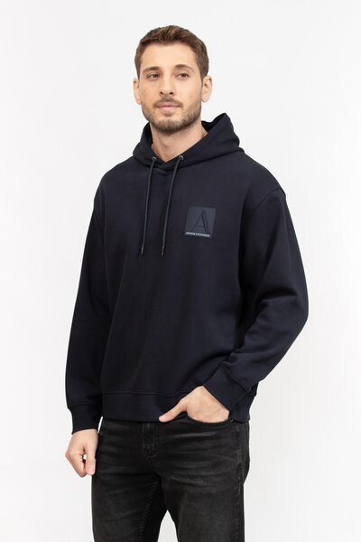 Armani Exchange Ανδρικό SWEAT 6DZMJB ZJNKZ - Φούτερ με βαμβακερό λογότυπο και κουκούλα με κανονική εφαρμογή