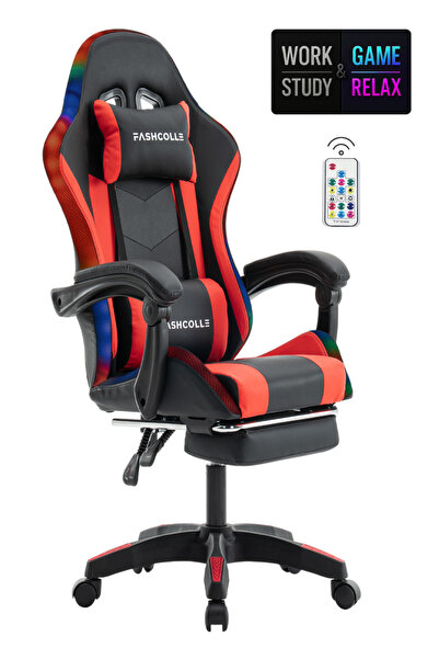 Fashcolle Red Star Işıklı - Masaj Özellikli Oyuncu Koltuğu Kırmızı-siyah