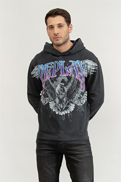 Replay Regular Erkek Kapüşonlu Sweatshirt