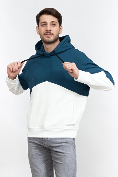 Armani Exchange Color Block Hooded 100% Cotton Regular Fit Sweat Men's SWEAT 6RZMLB ZJ4XZ 21CN