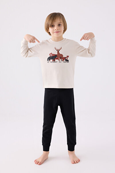 Rolypoly Κρεμ μακρυμάνικη πιτζάμες για αγόρι