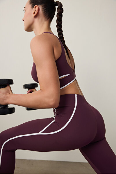 Penti Bordo Orta Destek Contrast Bonding Yüksek Bel Tayt