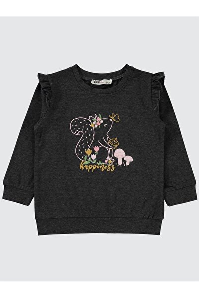 Civil Girls Tavşan Baskılı 2-5 Yaş Sweatshirt - Gri 3-4 Yaş