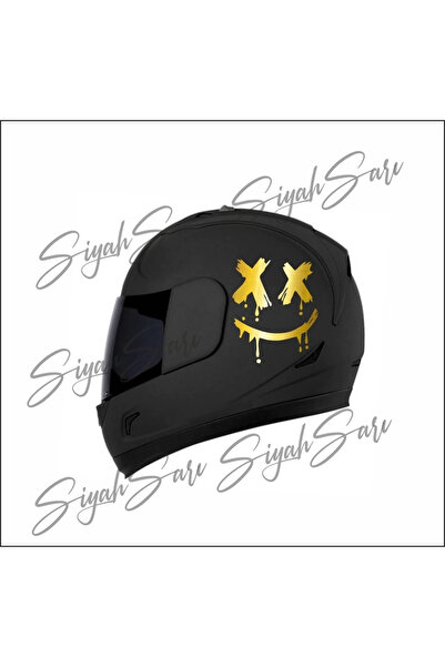 aydın garage Motor Kask Sticker X X Gülen Yüz Araba Motorsiklet motor Kask St...