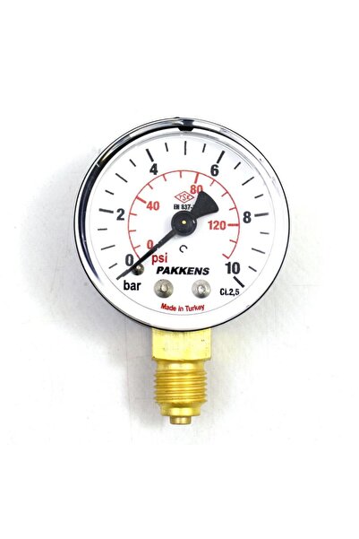 Pakkens Çap 63 0/10 Bar Kuru Tip Basınç Ölçer, Manometre, Basınç Göstergesi 1...