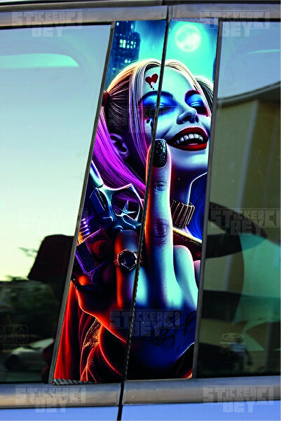 aydın garage HARLEY QUİNN Kapı Direk Kaplama Folyosu BASKILI STİCKER Sağ-Sol ...