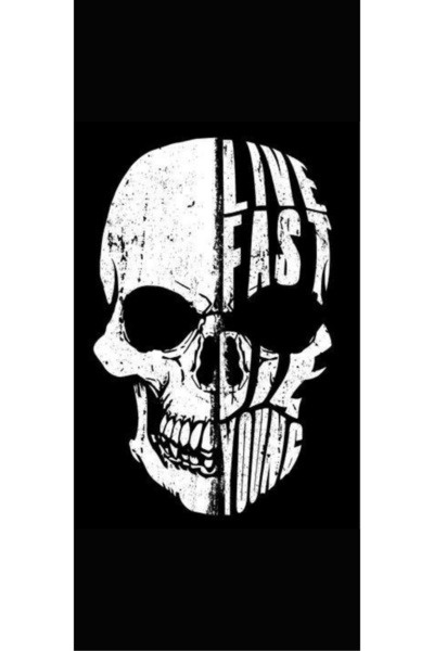 aydın garage Life Fast Die Young Kuru Kafa Kapı Direk Kaplama Folyosu BASKILI STİCKER Sağ-Sol 2 Adet 22*50 CM