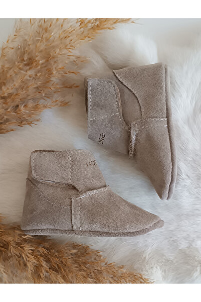 Hodore Lucca Gray Genuine Leather Baby Boots with Fur Inside