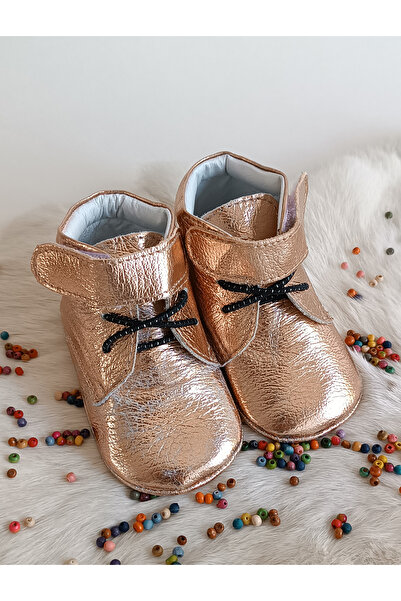 Hodore Briza Copper Antique Genuine Leather Velcro Baby Boots