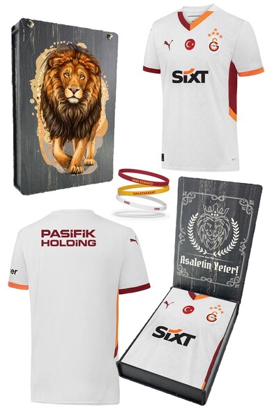 Galatasaray Orijinal Lisanslı 2024/25 5 Yıldızlı Beyaz Deplasman Forma Spor Bileklik Set