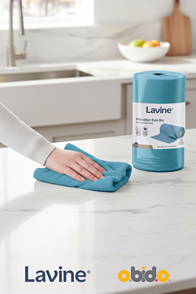 obido (20'li Rulo) Lavine Çok Amaçlı %100 Mikrofiber Temizlik Bezi "mavi" 25x32 Büyük Ebat Kopart Kullan