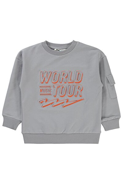 Civil Boys World Baskılı 2-5 Yaş Sweatshirt - Gri2-3 Yaş