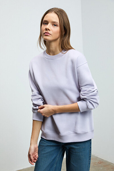 GRIMELANGE Γυναικείο Φούτερ KARIUS από Οργανικό Βαμβάκι, Oversized , με Στρογγυλή Λαιμόκοψη και Λιλά Χρώμα