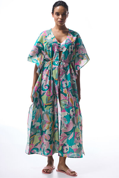 Penti Sheila Kimono with Floral Pattern and Tie Detail