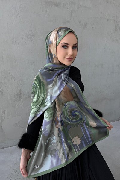 Byedauzunlar Mildew Green Sahara Sandy Silk Shawl
