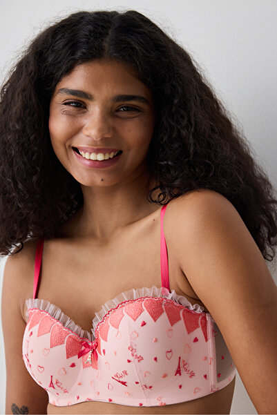 Penti Lotus Broderie Pembe Straplez Sütyen - Loves Paris Koleksiyonu