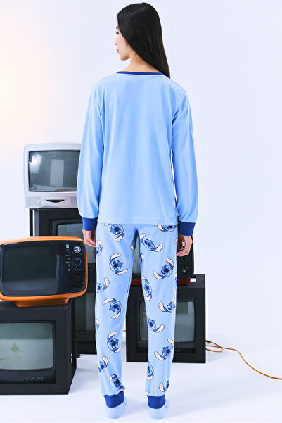 Penti Stitch Ohana Pantolon Açık Mavi Pijama Takımı - Stitch Koleksiyonu
