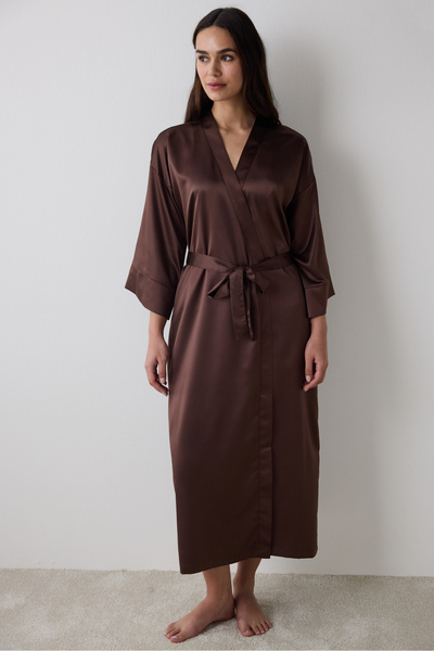 Penti Lilah Satin Brown Dressing Gown