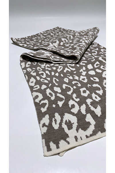 Onur Μαντήλι - Μαντήλι με μοτίβο λεοπάρ Χειμερινό μαντήλι λαιμού Χοντρό ποιοτικό ύφασμα υφαντό προϊόν διπλής όψης