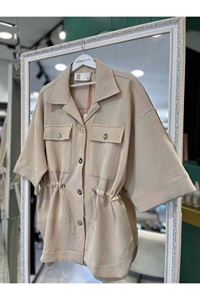 MERAM BUTİK Vuu Waffle Jacket - Beige - 42